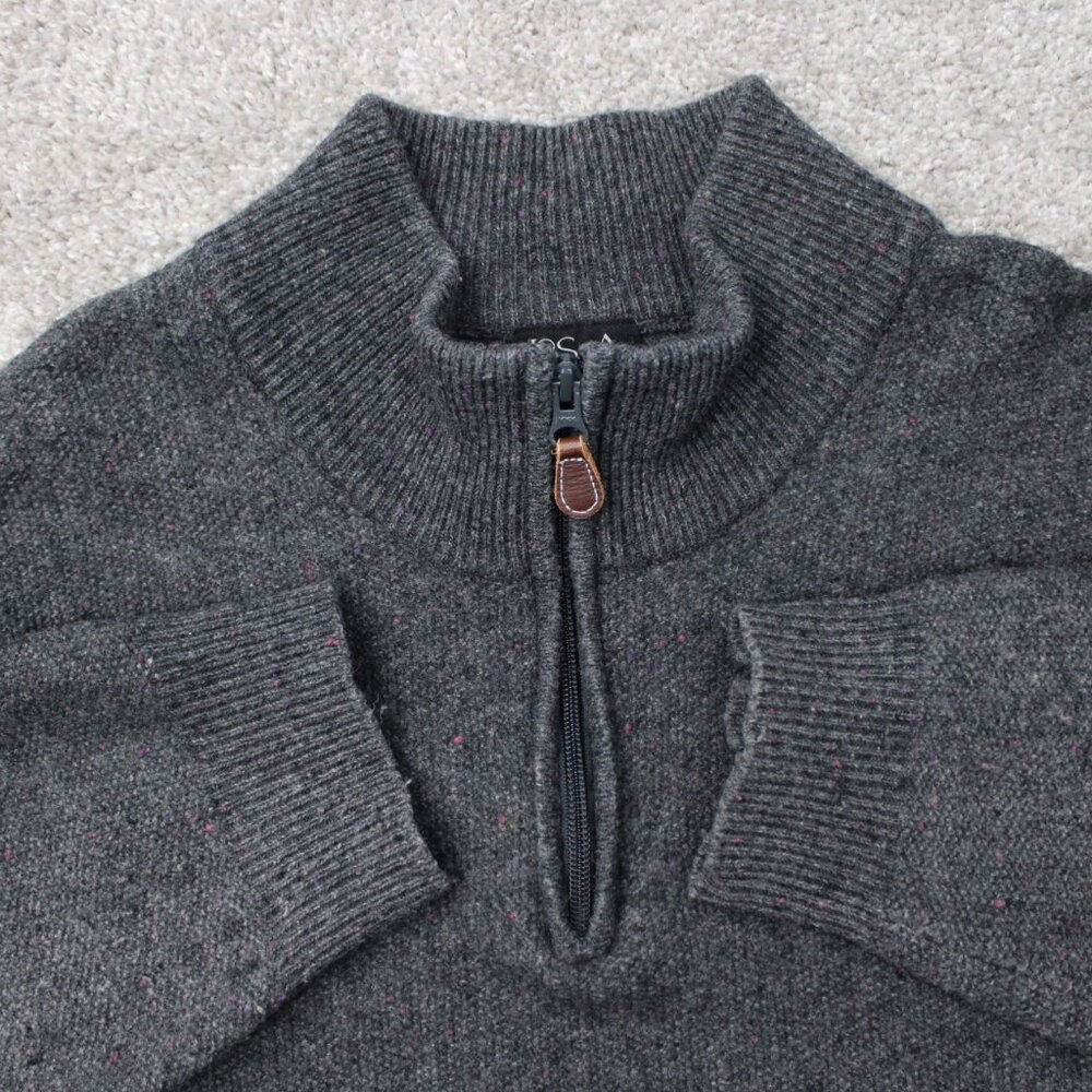 Jos. A. Bank Sweater Mens 2XL XXL Gray 1/4 Zip Lambswool/Nylon‎ Blend Pullover